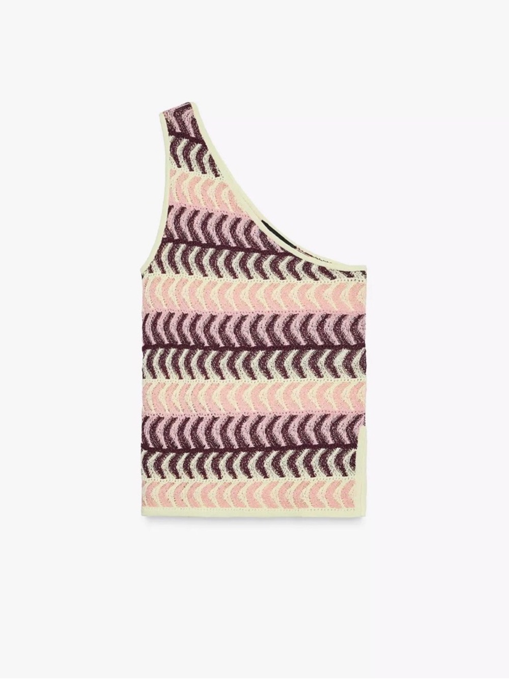 NWOT Zara One-Shoulder Knit Top in Pink and Cream
